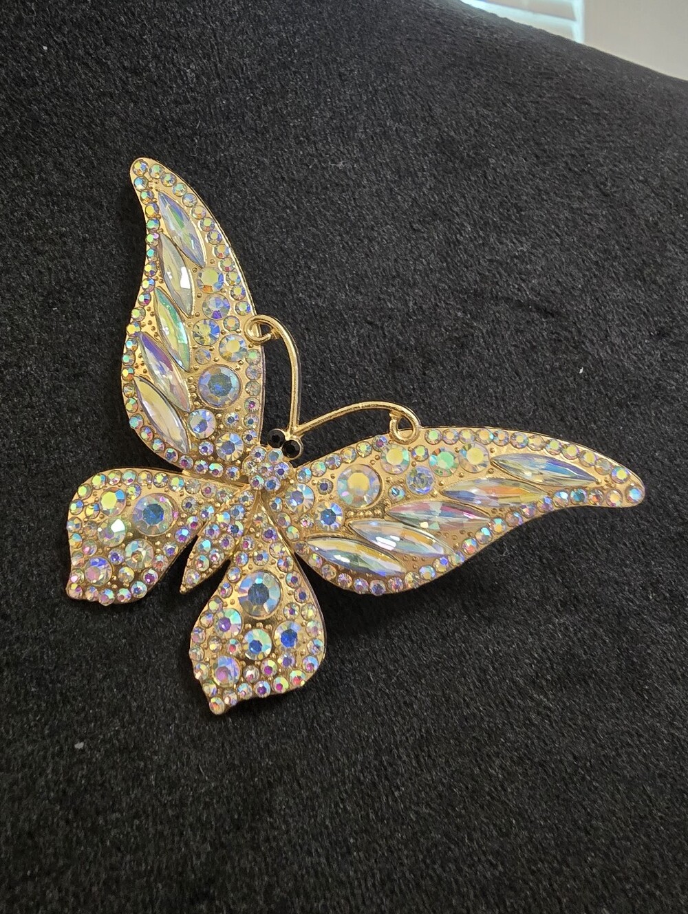 In Honor Of Dolly Pardon, Butterfly Crystal Brooch - Iridescent Rhinestone Pin